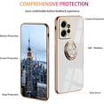 thumbnail image 5 of Compatible with Xiaomi Redmi Note 12 4G Case for Women Men Cute Redmi Note 12 4G Phone Case Shockproof with Luxury Plating Gold Edge Kickstand Protective Cases Cover (White), 5 of 14