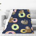 thumbnail image 1 of Balery Sloth with Donuts Manta de Felpa Suave y Acogedora – Cobija de Franela Aterciopelada para Cama, Lavable y Cálida para Sofá, Mascotas, Transpirable-50"x40", 1 of 7