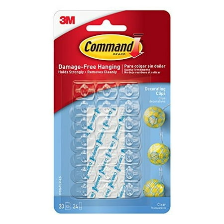 Command Decorating Clips, Clear, 20-Clip