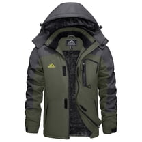 TACVASEN Men's Winter Waterproof Ski Jackets with Hooded Windproof Fleece Warm Snow Coat with Multi-Pockets For Hiking and Snowboarding ,Army Green,2XL