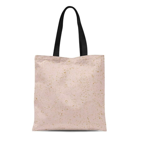 SIDONKU Canvas Tote Bag Pink Gold Color Speckle Spotty Concrete Granite Marble Abstract Durable Reusable Shopping Shoulder Grocery