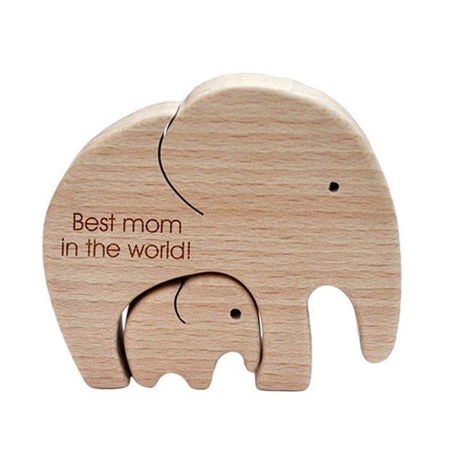 Estatua de mamá y bebé valiente de madera hecha a mano, escultura, figura para mesa de casa. 2 piezas mejor mamá