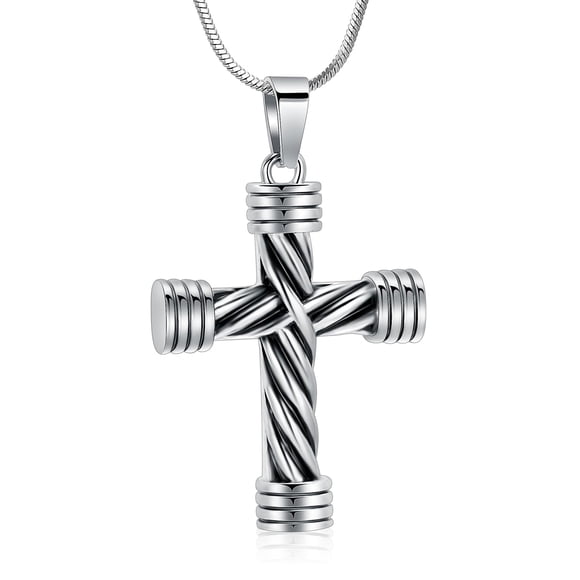 Collar en minicreación con cuerda de cremación, cruz enrollada, urna de cenizas