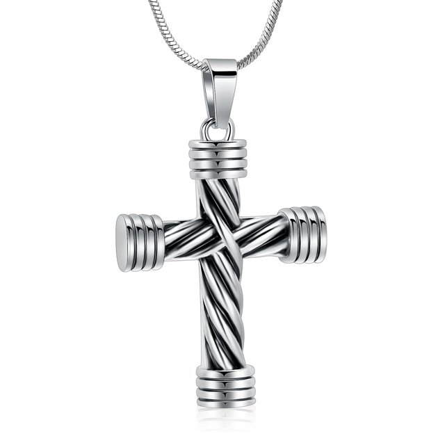 Collar en minicreación con cuerda de cremación, cruz enrollada, urna de cenizas