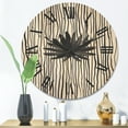 thumbnail image 2 of Designart 'Black and White Striped Under Tropical Leaf III' Modern Wood Wall Clock, 2 of 5