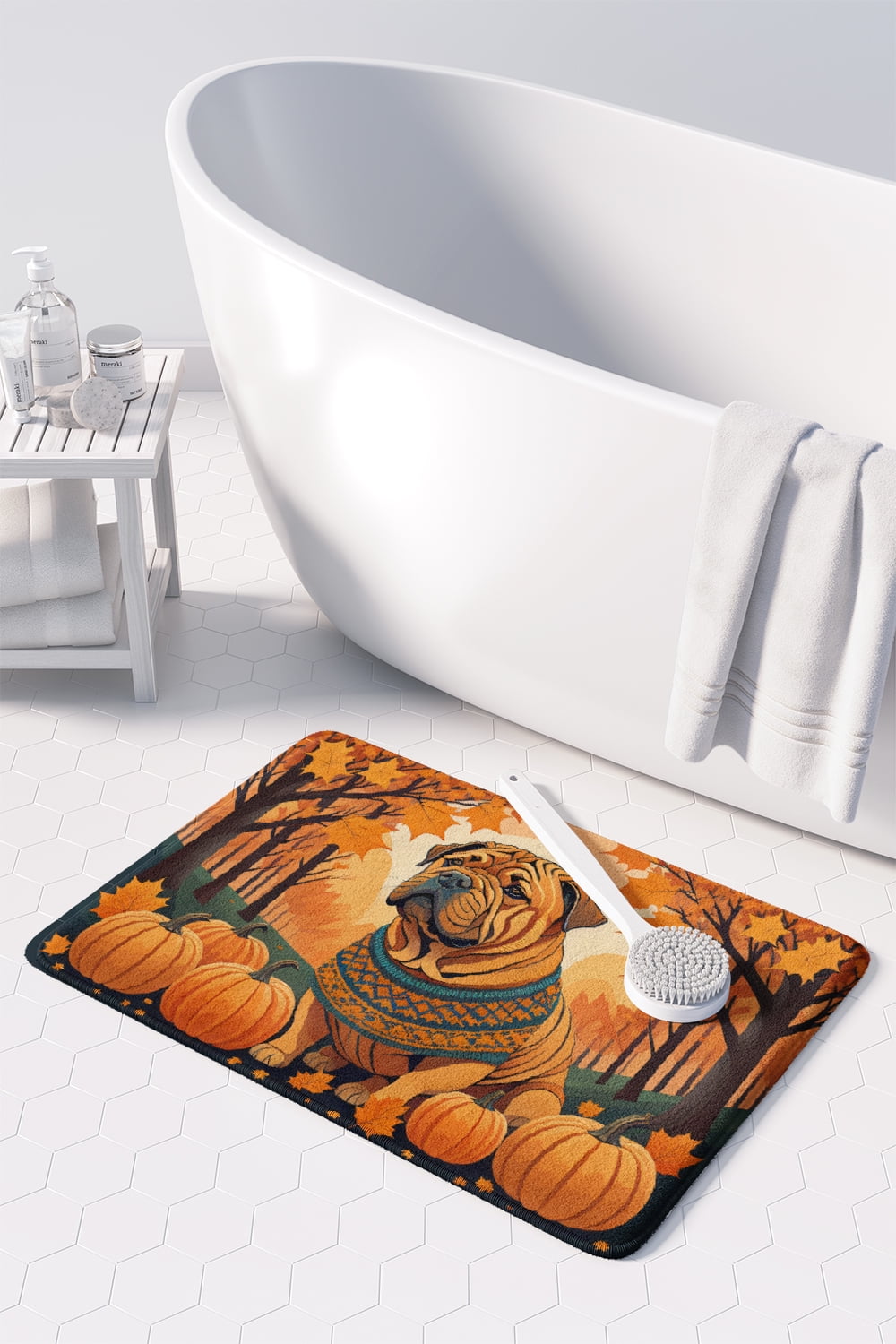 Carolines Treasures DAC1070RUG 19 x 27 in. Unisex Shar Pei Fall Memory Foam Kitchen Mat