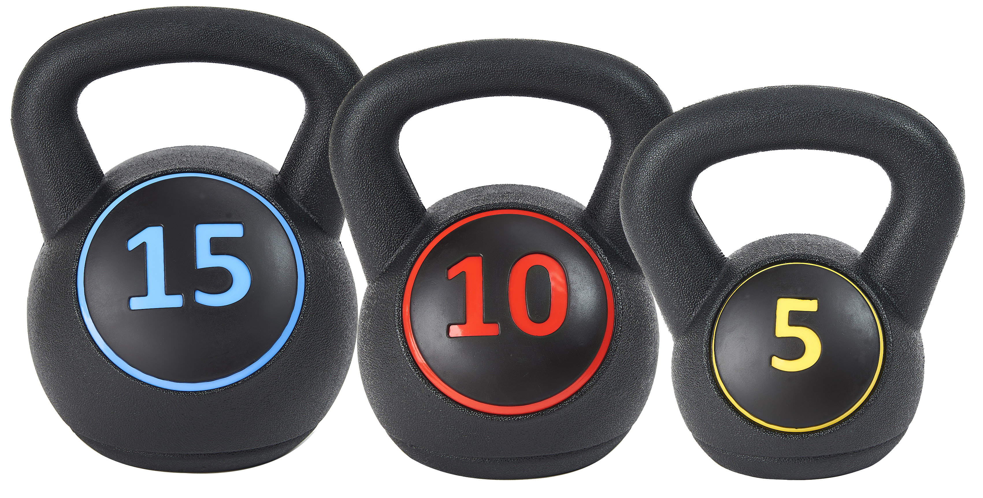 BalanceFrom Wide Grip 3-Piece Kettlebell Exercise Fitness Weight Set, Include 5 lbs, 10 lbs, 15 lbs - image 3 of 6