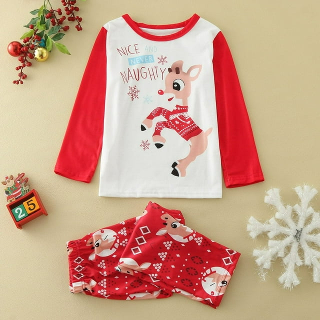 Pyjamas Filles Pyjamas de Noël Festifs Pyjamas pour Tout-Petits Garçons Pyjamas de Noël en Coton Biologique Enfants