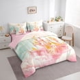 thumbnail image 3 of Homewish Girls Kids Cartoon Castle Bedding Comforter Set 7-Piece,Pink Teal Golden King Bedding Sets,Dreamy Princess Ultra Soft Bed Sheets,Microfiber Bedroom Decor,Reversible, 3 of 8