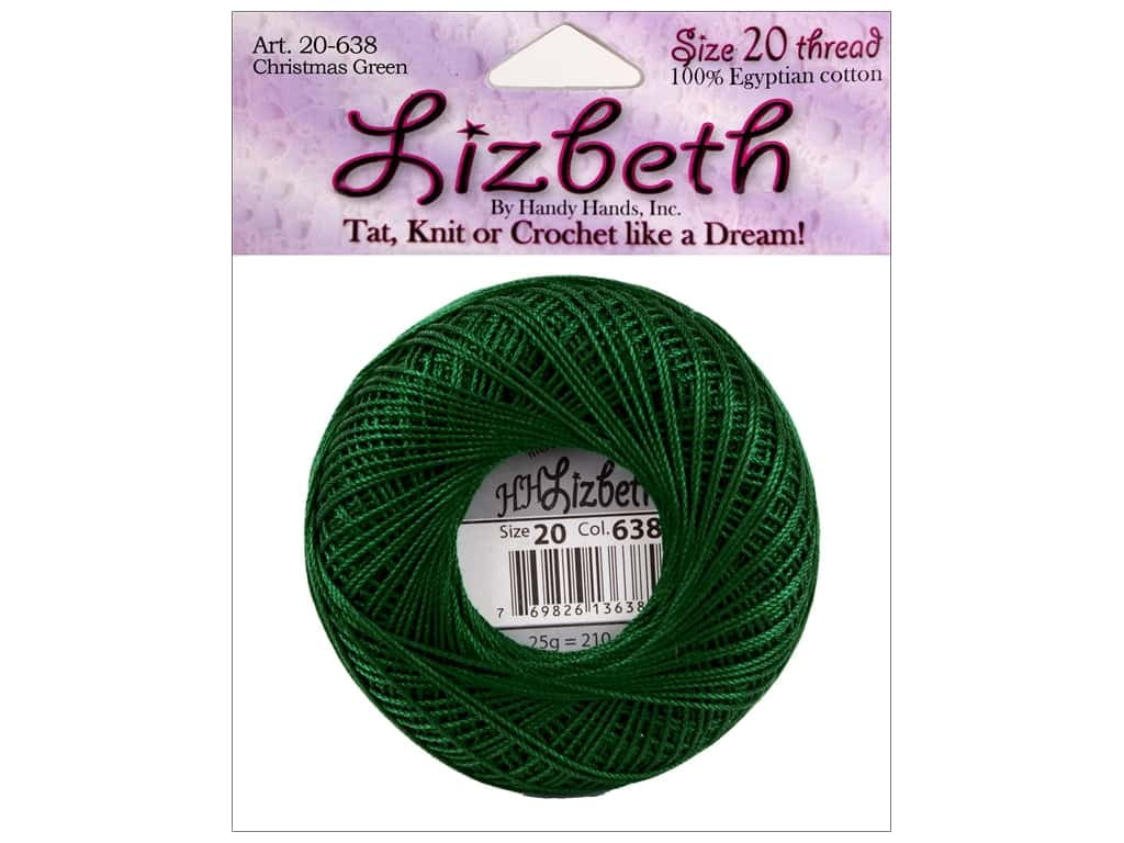 Lizbeth Egyptian Cotton Crochet Thread Size 10 Color 638 Christmas Green 
