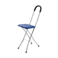thumbnail image 1 of Taburete de caña plegable con asiento de caña y 4 patas, cómodo asa, silla plegable, silla de caña Azul, 1 of 8