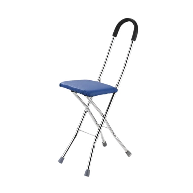 Taburete de caña plegable con asiento de caña y 4 patas, cómodo asa, silla plegable, silla de caña Azul