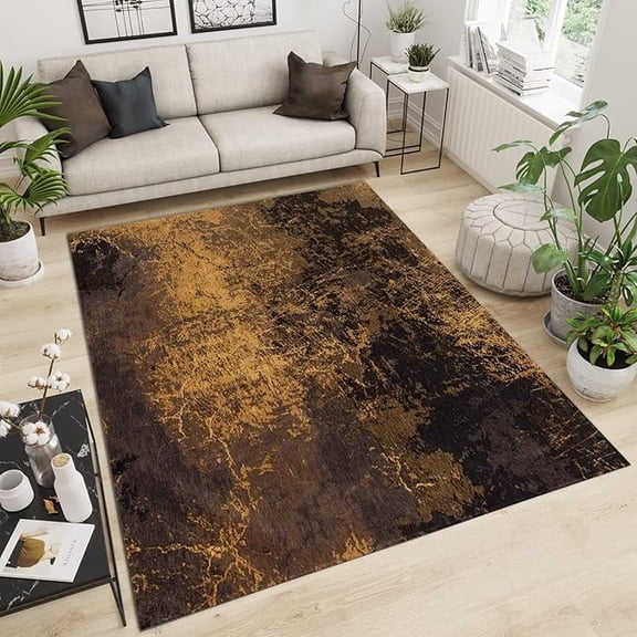 Retro Brown Distressed Mid-Century Area Rug, Indoor Non-Slip Kids Rugs, Large Non-Slip Machine Washable Decorative Carpet For Living Room Bedroom Dining Room Farmhouse 3' x 4'