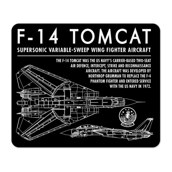 F-14 Tomcat Detailed Schematic Mouse Pad 1/8 Thick