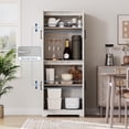 thumbnail image 4 of Farmhouse Kitchen Pantry Cabinet, 71" Tall Wood Pantry Storage Cabinet with 4 Doors & Adjustable Shelves, Freestanding Cupboard for Dining Room Living Room Furniture, White, 4 of 7