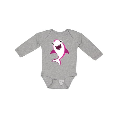 

Inktastic Cute Shark Little Shark Pink Shark Boys or Girls Long Sleeve Baby Bodysuit