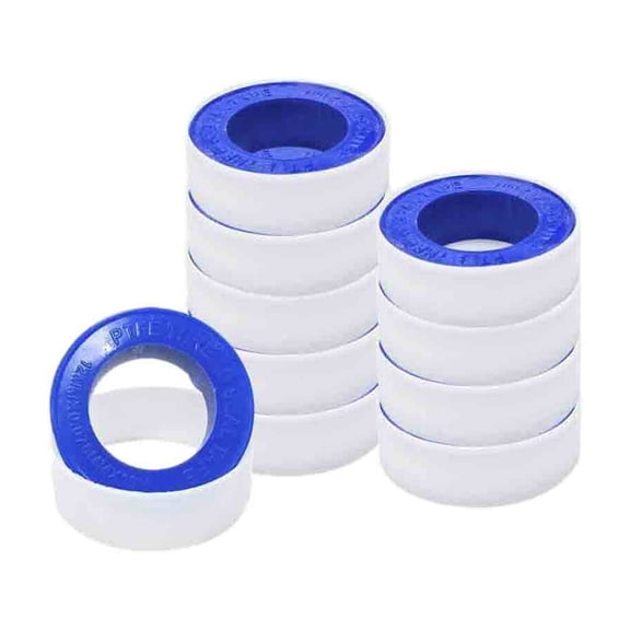 10 Rolls White PTFE Thread Seal Tape | Plumber's Tape for Pipe Threads | Water Leak Prevention for Shower, Duct & Plumbing