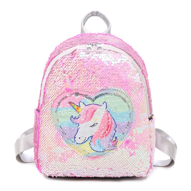 Lindas lentejuelas corazón caballo decoración mochilas mujeres cuero pequeña mochila (rosa) Likrtyny Para estrenar