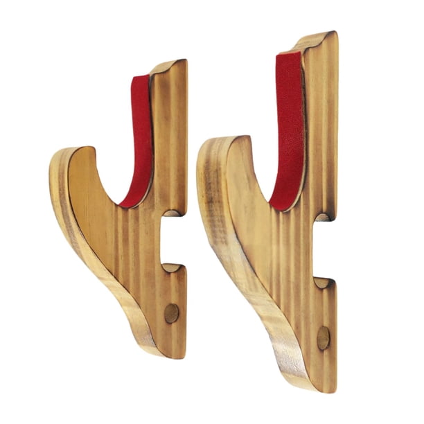 Soporte de exhibición horizontal compacto de madera maciza para colgar en la pared con forma de espada. 1 nivel acolchado