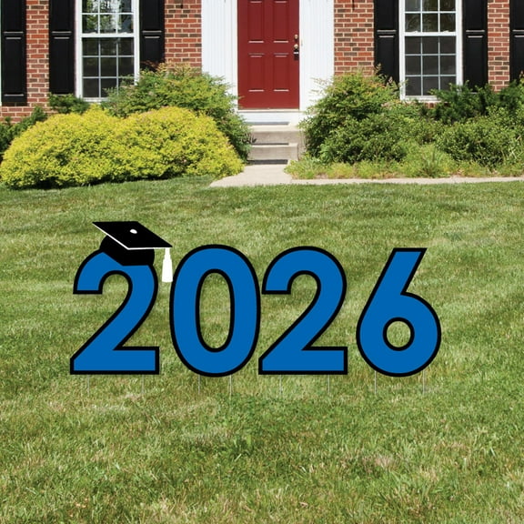 Big Dot of Happiness Blue 2026 Graduation Party Yard Signs - Outdoor Lawn Decorations - 2026