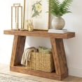 thumbnail image 2 of HOMCOM 42" Farmhouse Console Table, 2-Tier Entryway Table with Storage and Thickened Tabletop for Hallway, Living Room, Behind Couch, Rustic Brown, 2 of 9