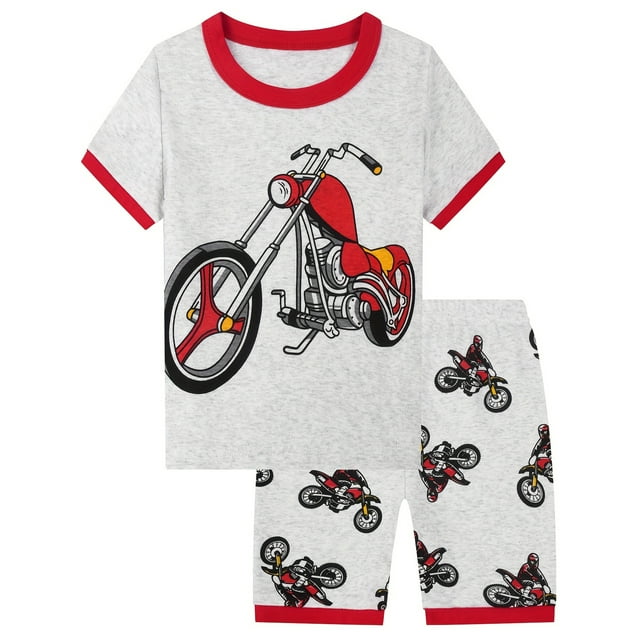 ATAIKU Pyjamas Moto 2 Pcs pour Garçons 3-12 Ans 100 % Coton Ensembles de Nuit