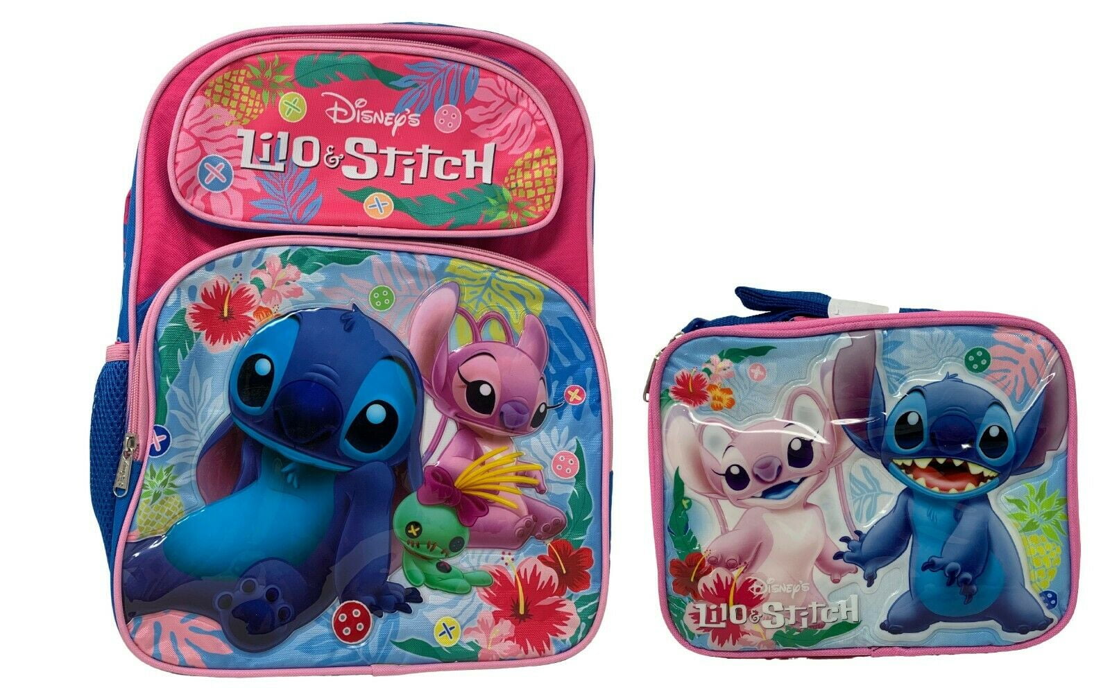 Disney Lilo & Stitch Disney 16''Large Pink Girl School Backpack Book Bag~New 
