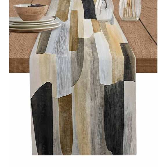 Hokiten Table Runners 90 Inches Long Dress Scarves, Vintage Boho Farmhouse Coffee/Dining/Kitchen Table Runner for Living Room, Abstract Retro Oil Painting Geometric 13x90 Inch