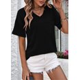 thumbnail image 5 of Womens Summer V Neck Tops Oversized T Shirts Short Sleeve Blouses for Women Dressy Casual Work Outfits Black XXL, 5 of 8