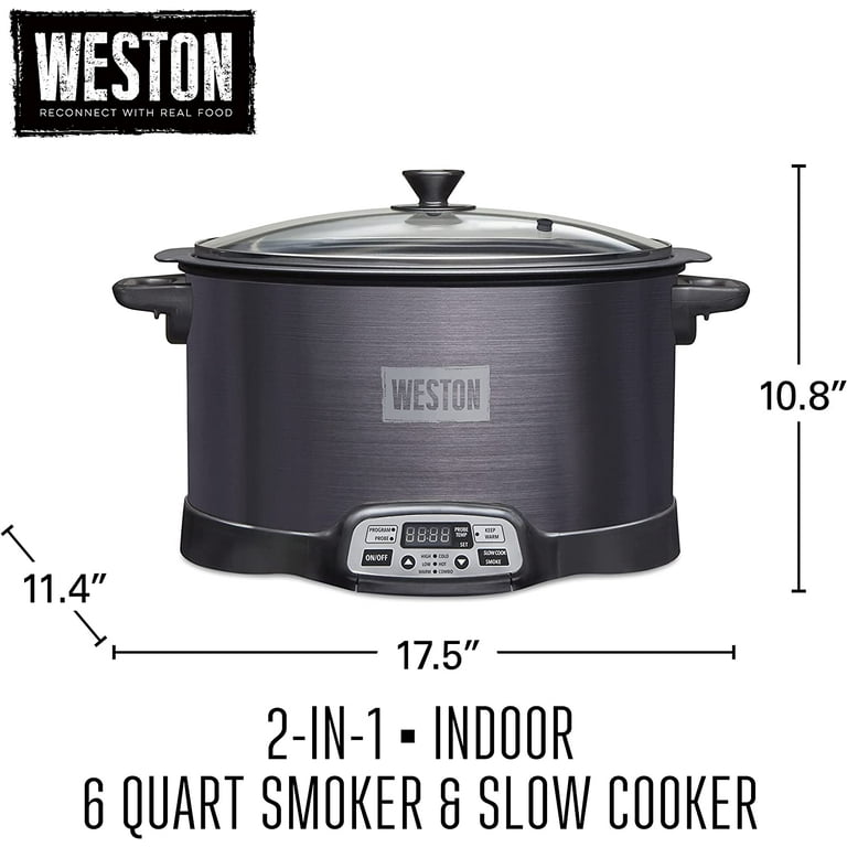 Weston 2-in-1 Indoor Smoker & Slow Cooker, Black