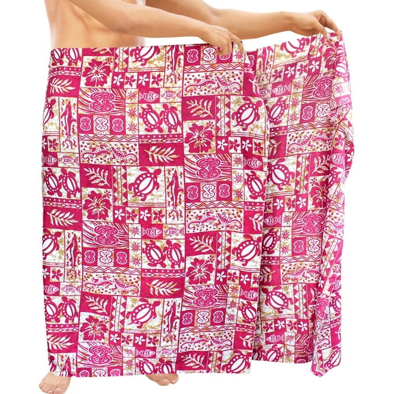 HAPPY BAY Men's Standard Swimsuits Sarong Pareo Beach Wrap One Size Pink-N424 Summer Vacation Party