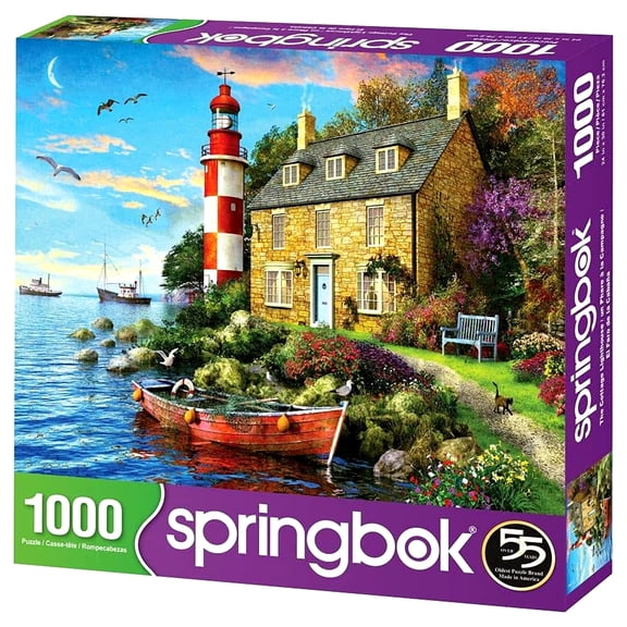 Springbok's 1000 Piece Jigsaw Puzzle the Cottage Lighthouse - Made in USA