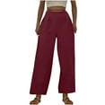 thumbnail image 2 of Roncen Women's Solid Straight High-Waisted Trousers - Office Commuter Tailored Work Pants with Classic Versatile Design, 2 of 9