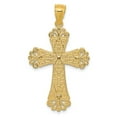 thumbnail image 4 of 14k Two-tone Y/W Gold Polished 2 Level Budded Cross Pendant, 4 of 5