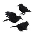 thumbnail image 2 of 3 piezas de cuervos de Halloween, decoración de cuervos y cuervos de Halloween, cuervos con plumas negras realistas hechos a mano para decoración de Estilo C, 2 of 8