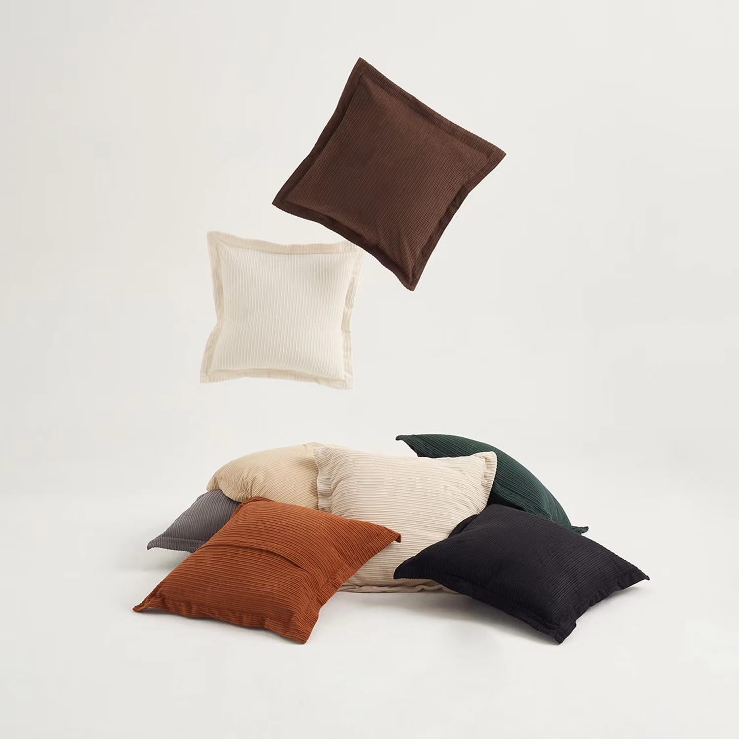 Pack of 3 Super Soft Extra Large Pillow Covers 28x28inch, Soft Textured Corduroy, Decorative Cushion Cases for Sofa, Bed, Lounge - Home Decor in（ Slate Grey, Dark Green & Rust）