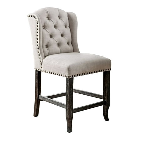 Counter Height Bar Chair with Wingback Antique Black and Beige