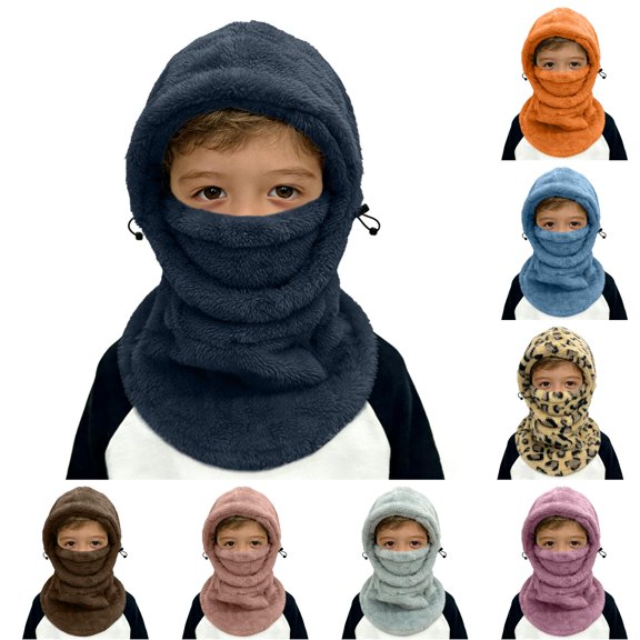 Oiyii Toddler Boys Warm Bomber Hats Drawstring‑Adjustable Snow Beanies, Black