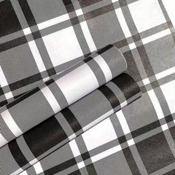 1 Roll Self-Adhesive Wallpaper, Plaid Contact Paper, Peel And Stick, Waterproof Removable Living Room Kitchen Bedroom Dormitory Wallpaper, Furniture Refurbishment Wallpaper, Aesthetic Wallpaper