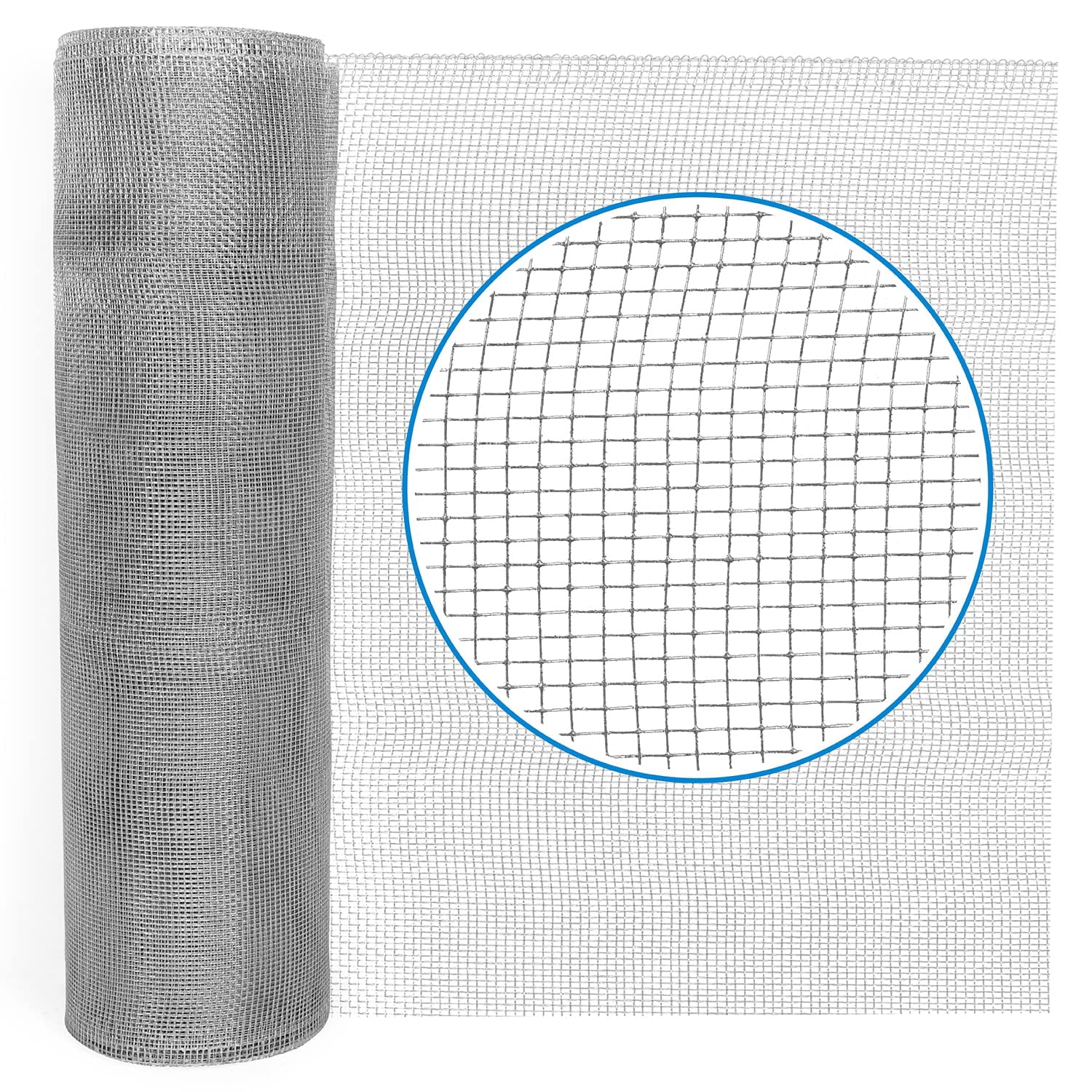 Fencer Wire 27 Gauge 24" x 100" 1/8 inch Mesh Galvanized Steel Wire Rolled Woven Hardware Cloth