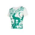 thumbnail image 2 of Qiylii Y2K Women Slim Fit Crop Top, Lady Print Short Sleeve Round Neck T shirt, 2 of 7