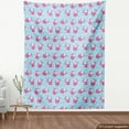 thumbnail image 4 of Ambesonne Cartoon Fabric by the Yard Upholstery, Unicorn Skates Santa Coat, 2 Yards, Pink Pale Sky Blue, 4 of 5