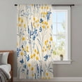 thumbnail image 4 of Blue Yellow Flowers Sheer Curtains 84 Inches Long, Botanical Blossom Motif Light Filering Curtains, Breathable Simi Curtain Privacy Drapes for Living Room Bedroom Lightweight Window Treatment, 4 of 9