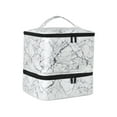 thumbnail image 3 of Vaveren Nail Polish Organizer Bag Nail Supply Organizer Double Layer for Nail Polish white marble, 3 of 8