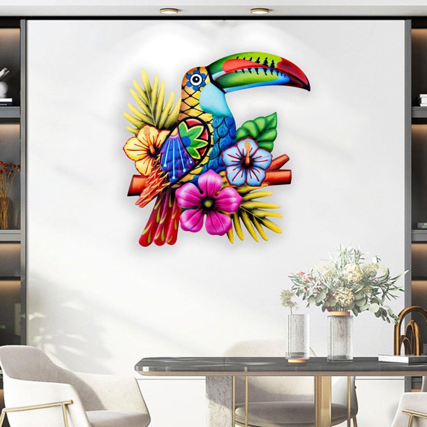 Decoración de Escultura de Arte de Pared de Loro, Fondo de Adorno Colgante para , Sala de Estar, Hogar, Jardín, Dormitorio , estilo b Macarena Escultura de pared