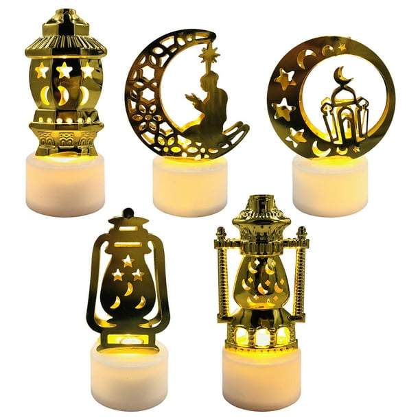 1 Juego de lámparas de Ramadan Eid, luz de Festival, decorativa, decoraciones artesanales Eid, luz , dormitorio, decoración d de lámparas de 5 uds. Baoblaze Lámpara de Ramadán