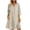 Khaki, variant on Women's Split Neck Three Quarter Sleeve Mini Dress Half Button With Pockets Loose Fit Casual Summer Linen Blend Tunic Dress