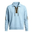 thumbnail image 5 of Men's Retro Golf Pullover - Long Sleeve Collared Oversized Western Textured Casual Sweatshirt, Sky Blue, XXL, 5 of 6