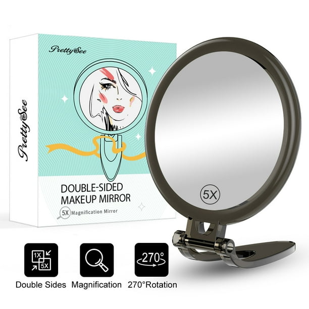 Makeup Mirror Double Sided Mirror 1x Regular Mirror 5x Magnifying Glass Handheld Mirror For Daily Makeup Walmart Com