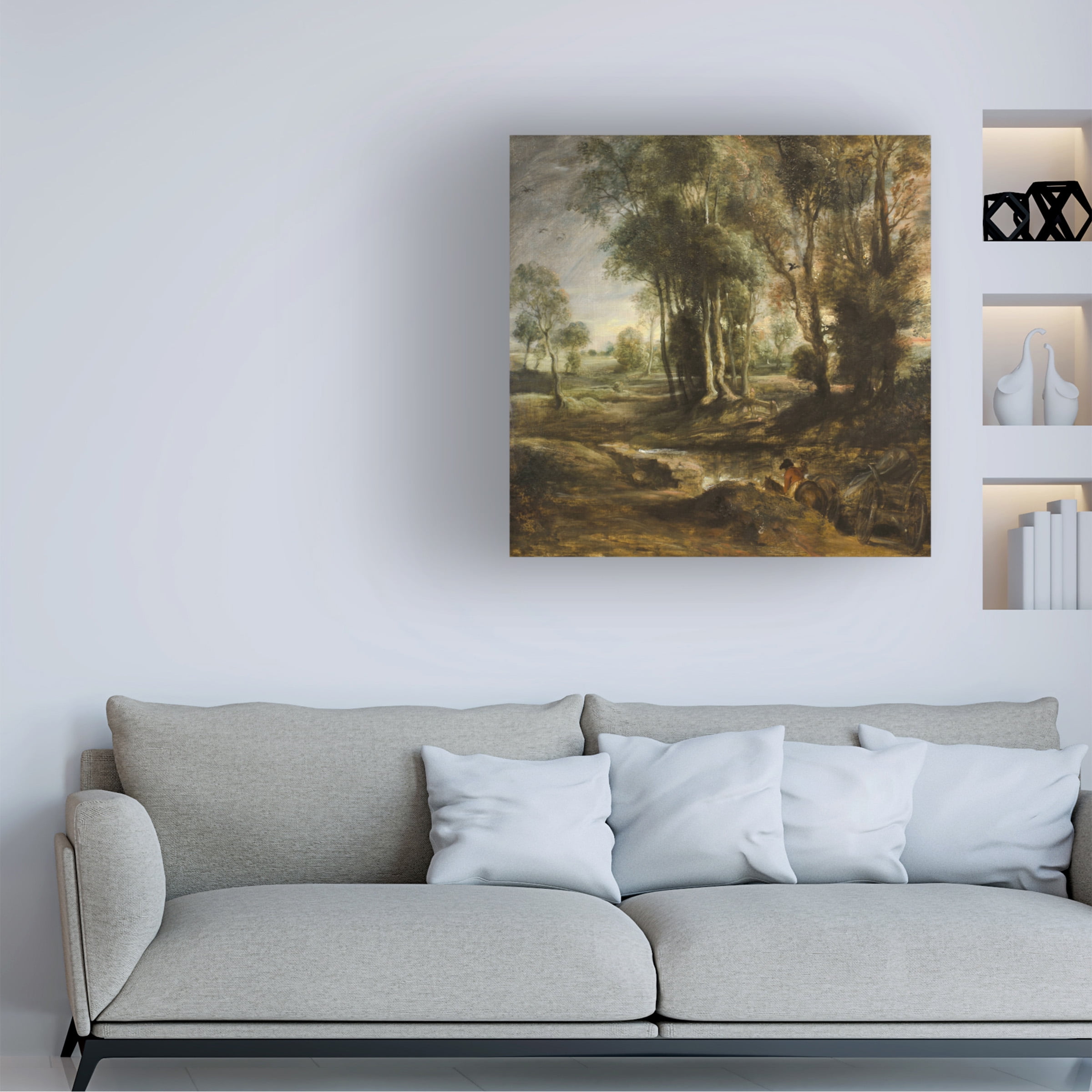 Peter Paul Rubens 'Evening Landscape With Timber Wagon' Canvas Art